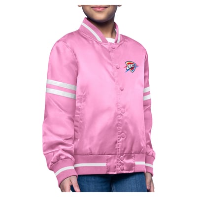  Oklahoma City Thunder Starter Youth Printed Logo Varsity Satin Full-Snap Jacket - Pink